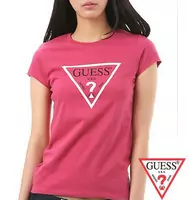 tee shirt mujer guess short sleeve genereux cotton 2013 france sm usa pink white